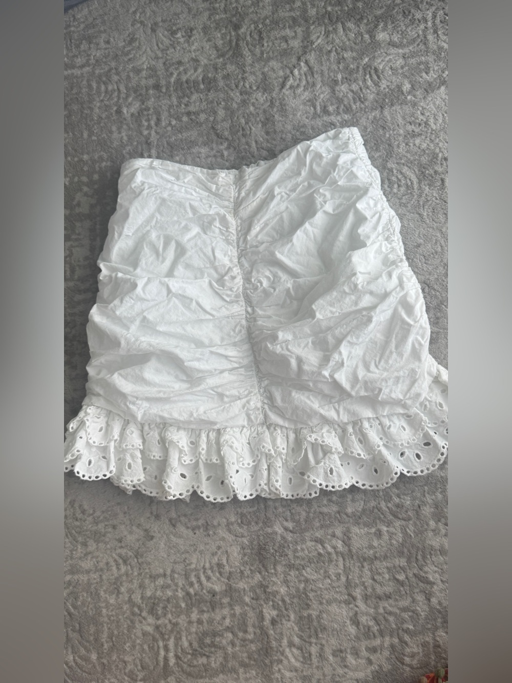 Women’s Zara White Ruffled Eyelet Mini Skirt Size S